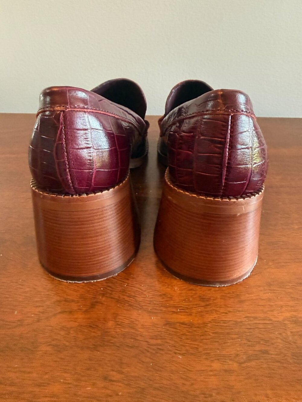 Dolce Vita Talie Heeled Loafers Women's Size 8.5 Burgundy Platform Chunky Heel - Picture 4 of 6